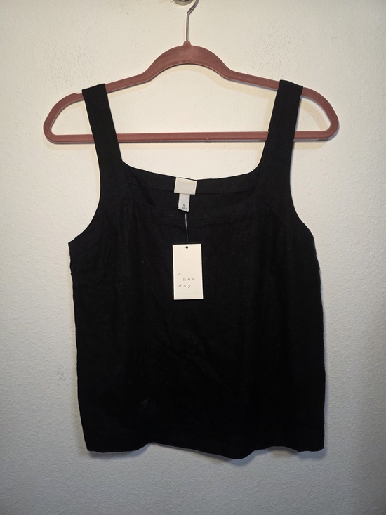 a new day Tops - A new day Black Square Neck Tank with Wide Straps Small